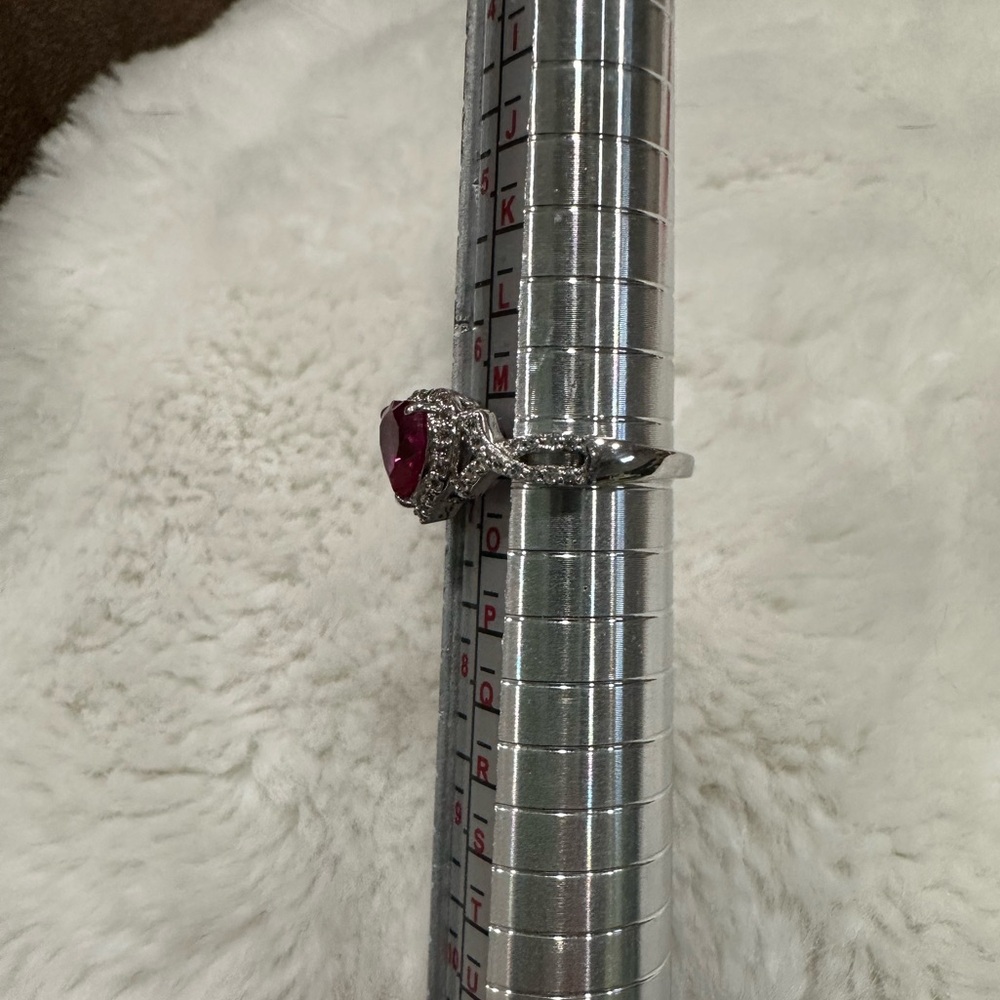 Neil Lane Rhodolite Garnet & Diamond Ring 1/2 Cut Round Cut 14k White Gold - Picture 7 of 7